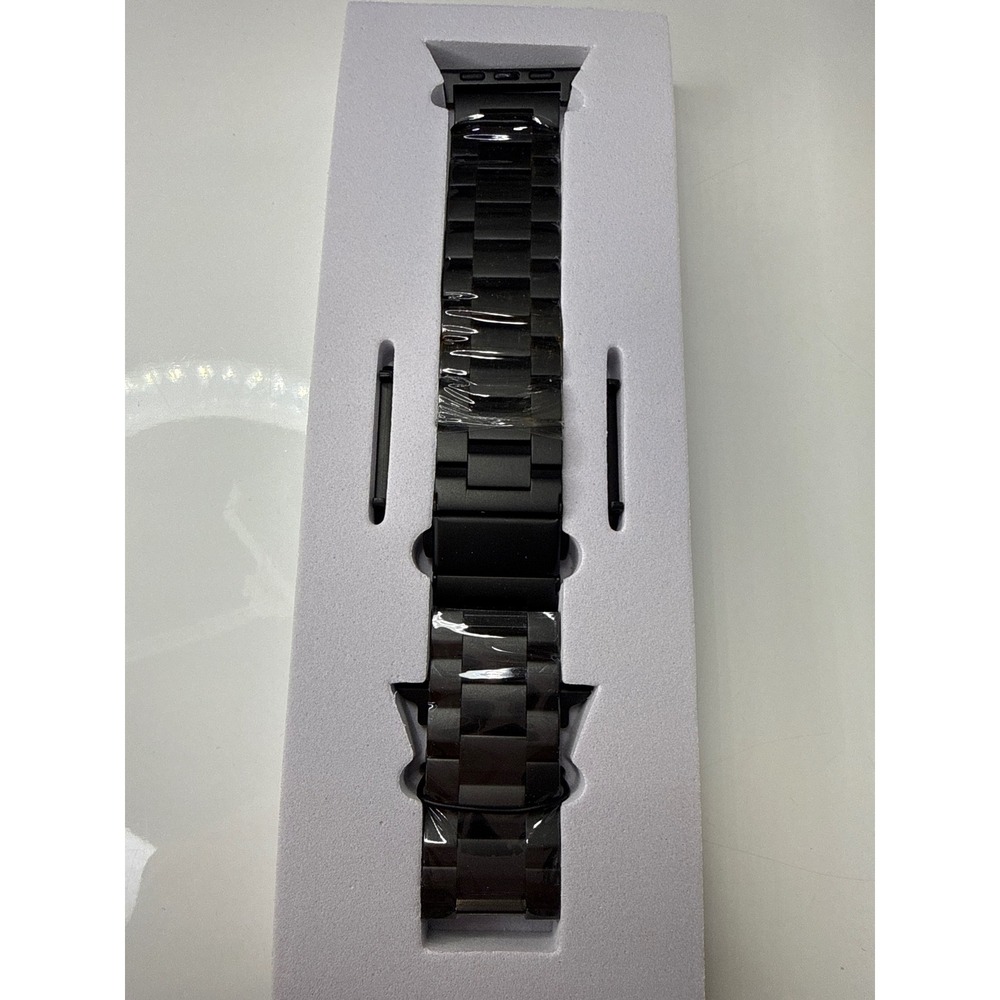 Posh Tech Black Stainless Steel Link Band for Apple Watch with Adjustment Tool